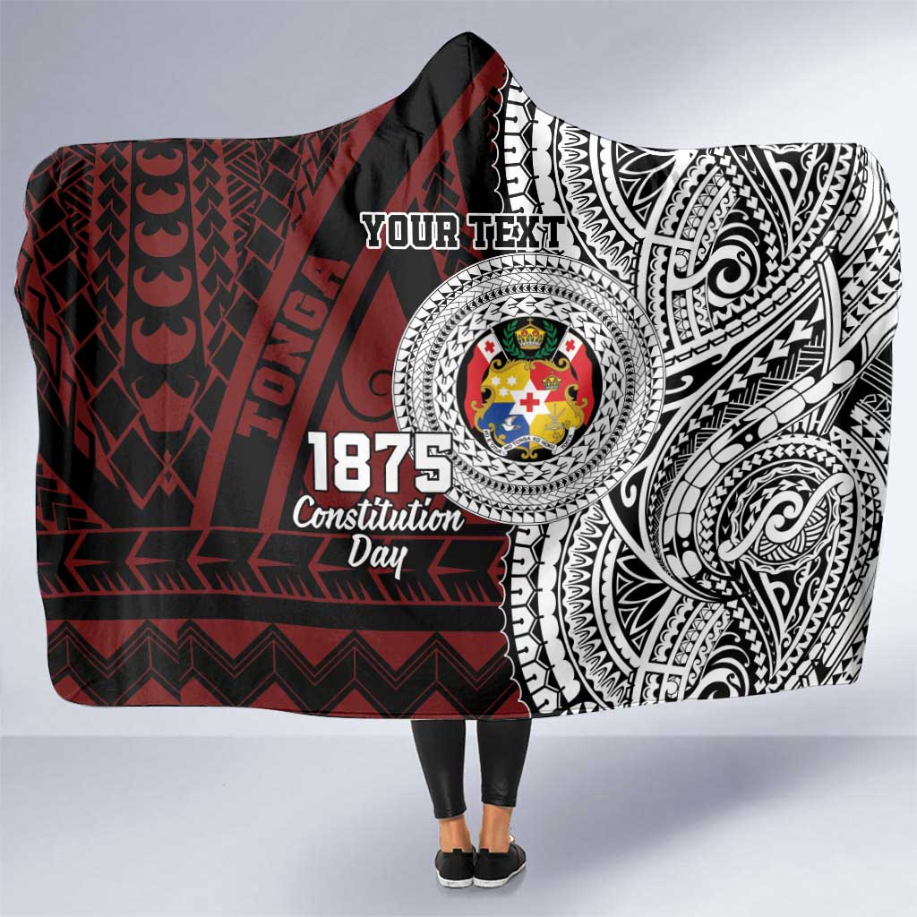 Personalised Tonga Constitution Day 1875 Hooded Blanket Polynesian Tribal Tattoo