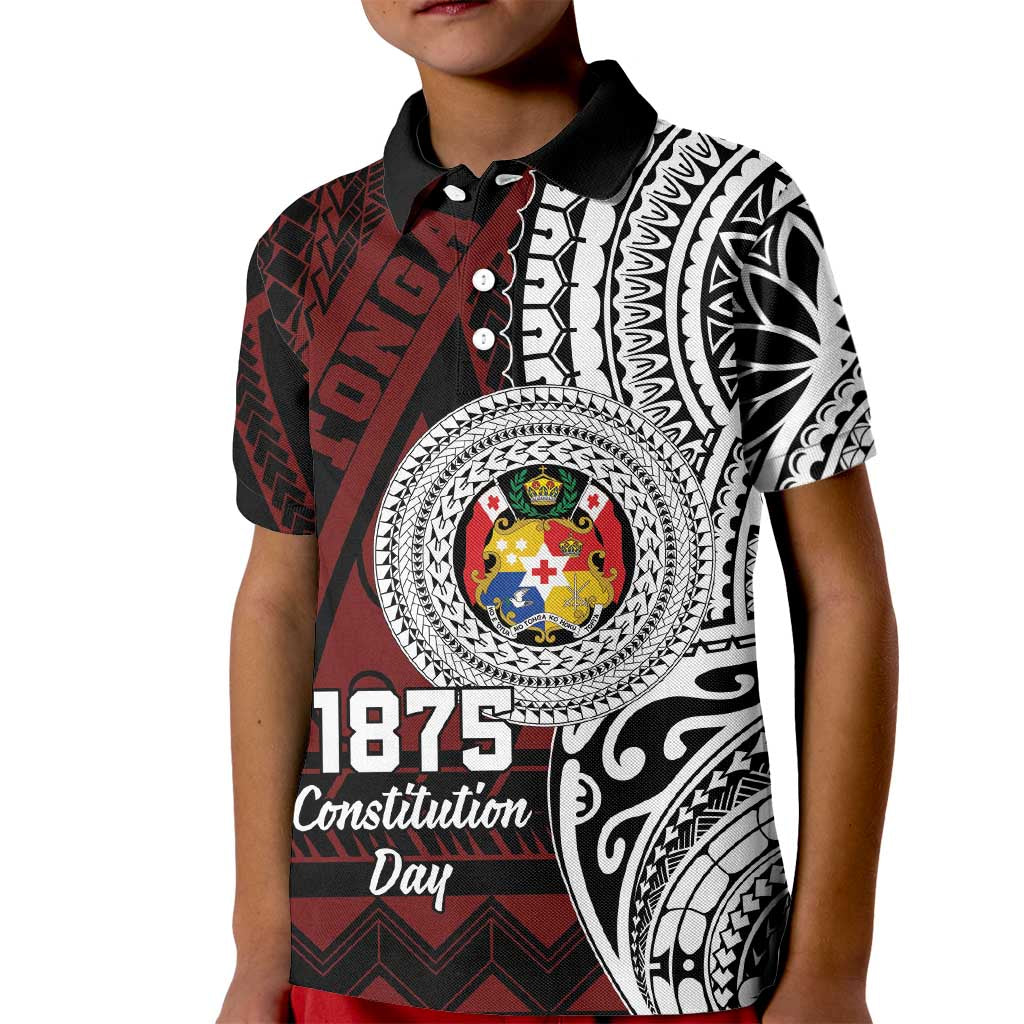 Personalised Tonga Constitution Day 1875 Kid Polo Shirt Polynesian Tribal Tattoo