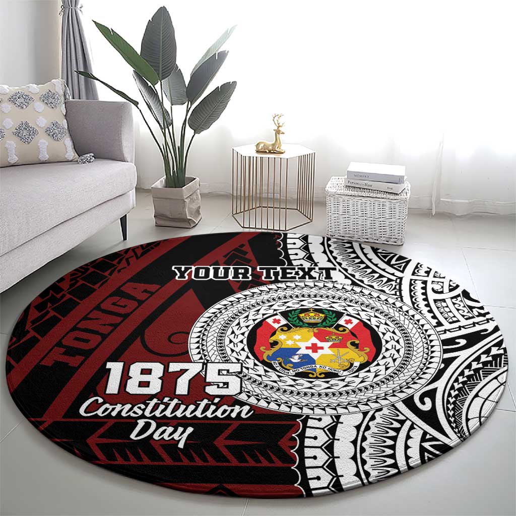 Personalised Tonga Constitution Day 1875 Round Carpet Polynesian Tribal Tattoo