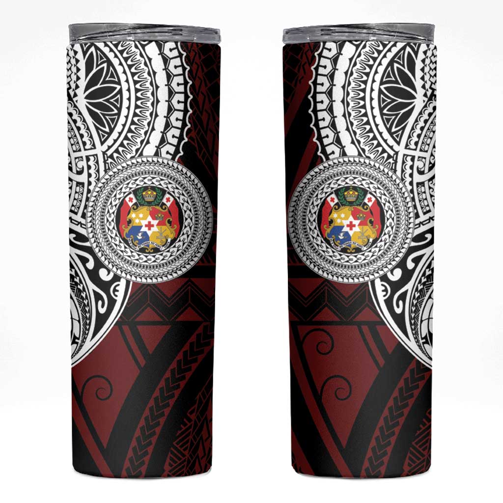 Personalised Tonga Constitution Day 1875 Skinny Tumbler Polynesian Tribal Tattoo