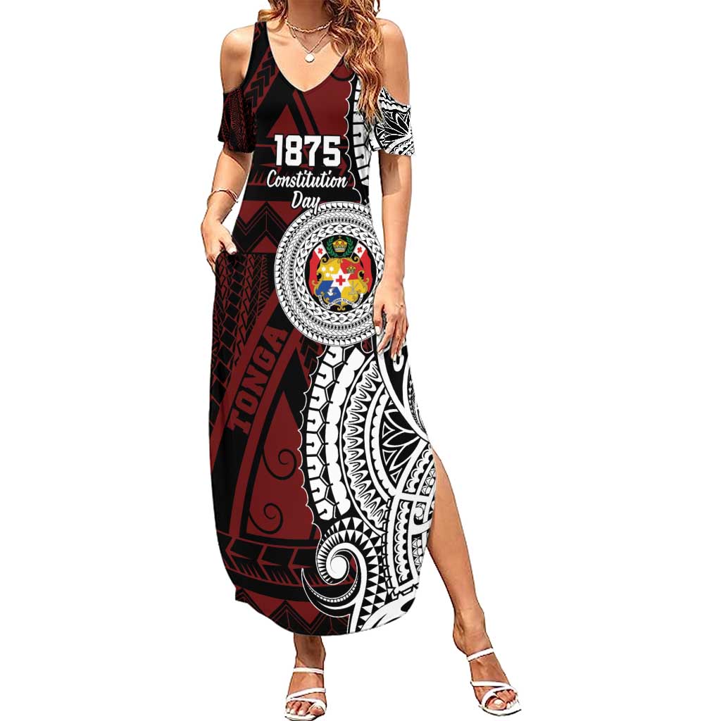 Personalised Tonga Constitution Day 1875 Summer Maxi Dress Polynesian Tribal Tattoo