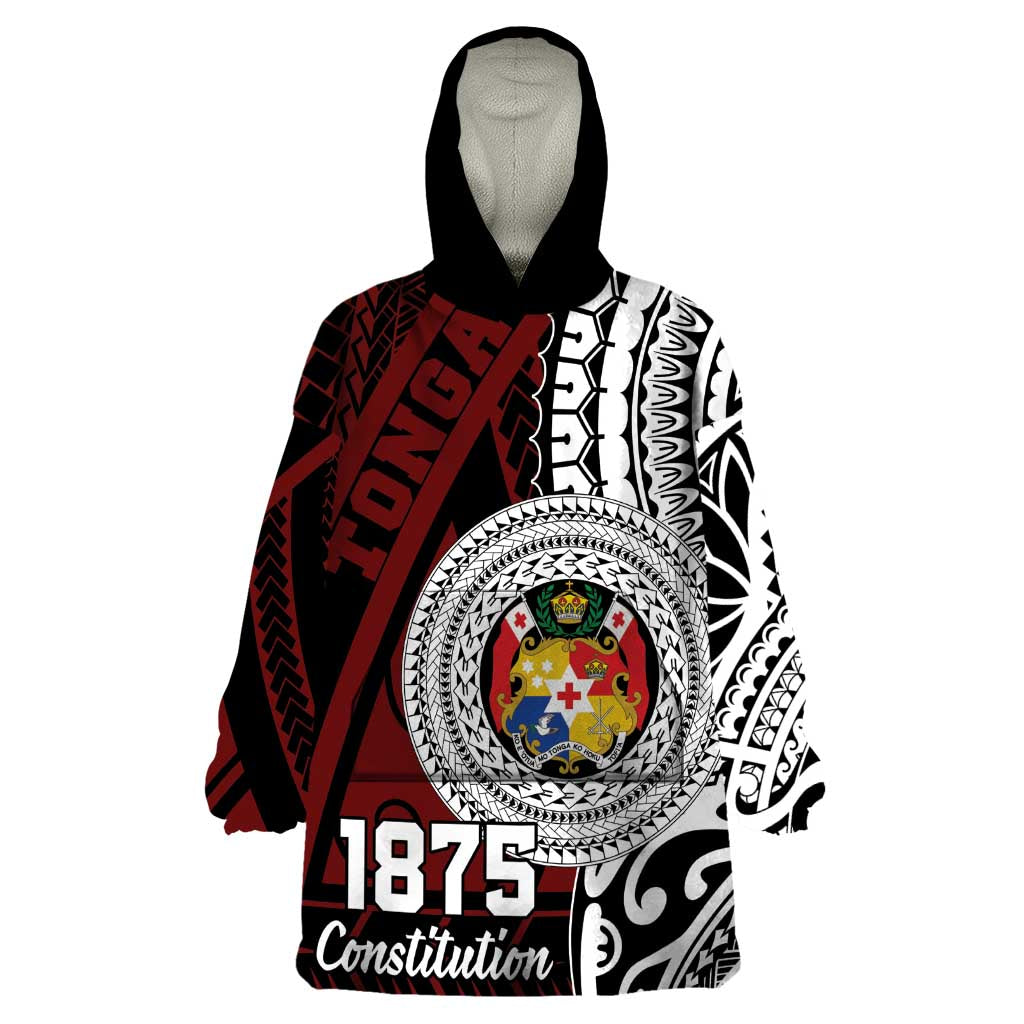 Personalised Tonga Constitution Day 1875 Wearable Blanket Hoodie Polynesian Tribal Tattoo