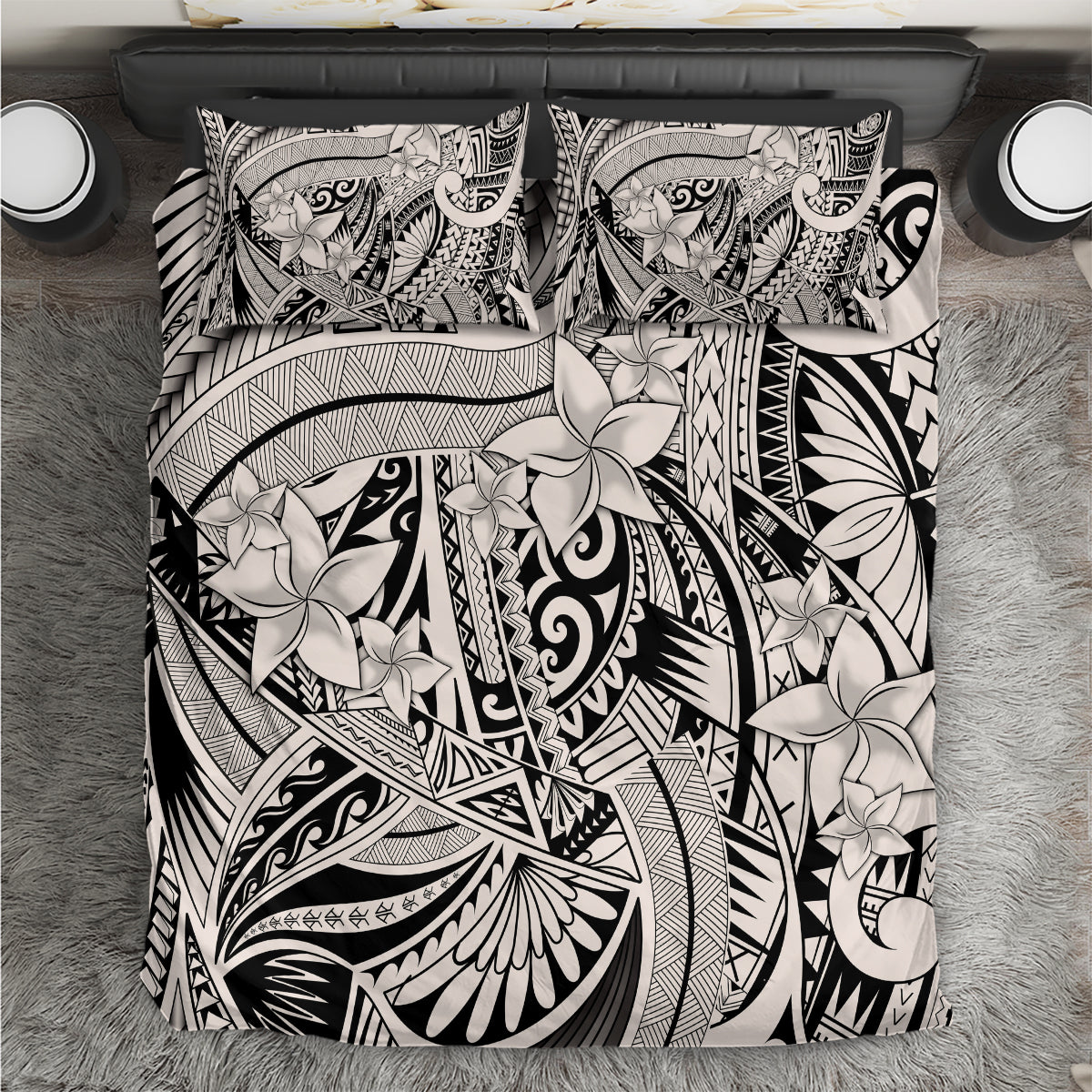 Polynesia Bedding Set Tribal Polynesian Spirit With Beige Pacific Flowers LT9 Beige - Polynesian Pride