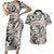 Polynesia Couples Matching Short Sleeve Bodycon Dress and Hawaiian Shirt Tribal Polynesian Spirit With Beige Pacific Flowers LT9 Beige - Polynesian Pride