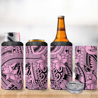 Pink Pacific Flowers Tribal Polynesian Spirit 4 in 1 Can Cooler Tumbler