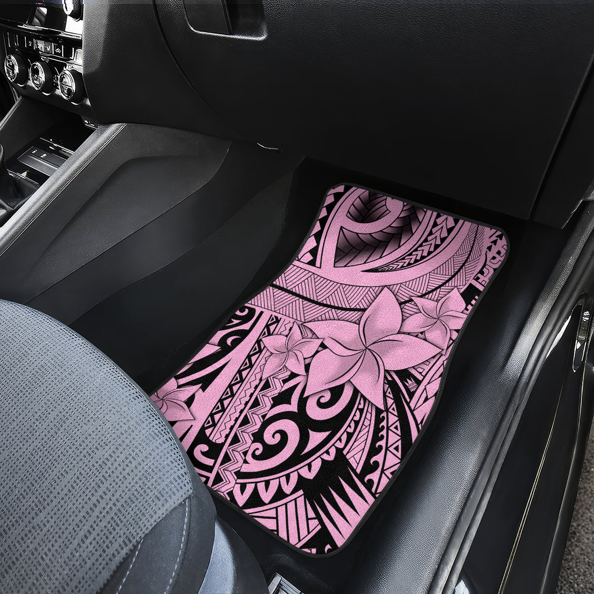 Polynesia Car Mats Tribal Polynesian Spirit With Pink Pacific Flowers LT9 - Polynesian Pride