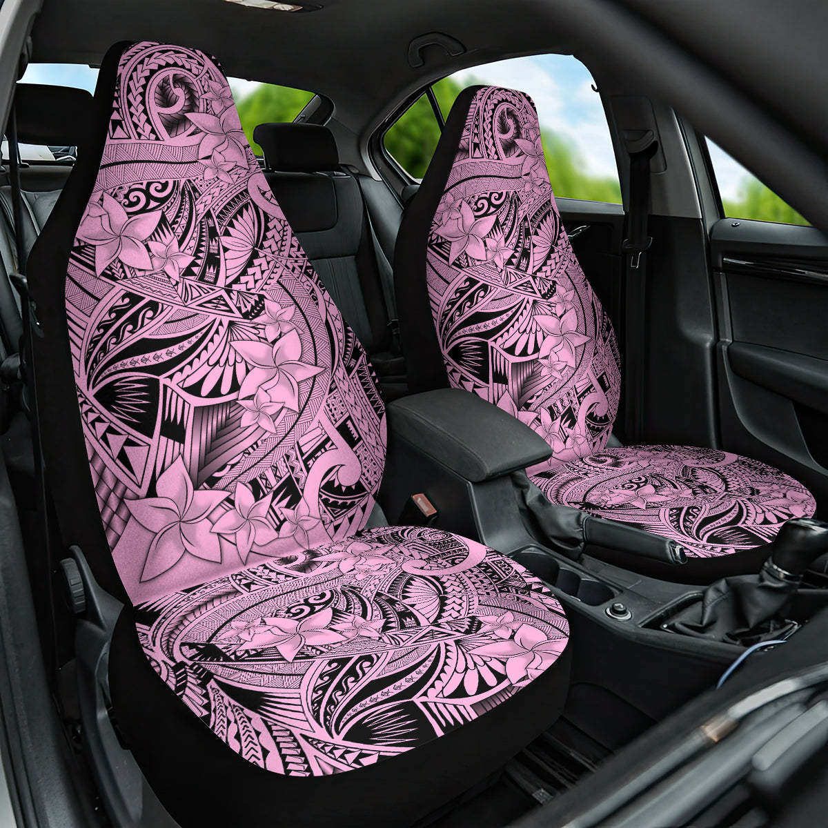 Polynesia Car Seat Cover Tribal Polynesian Spirit With Pink Pacific Flowers LT9 One Size Pink - Polynesian Pride