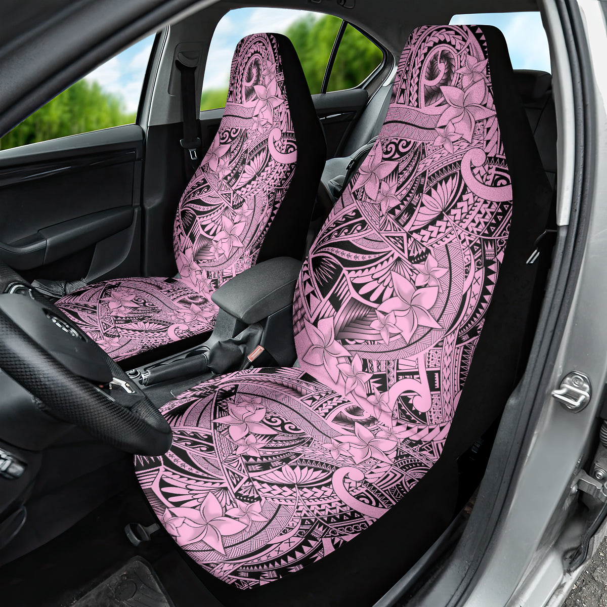 Polynesia Car Seat Cover Tribal Polynesian Spirit With Pink Pacific Flowers LT9 - Polynesian Pride