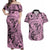 Polynesia Couples Matching Off Shoulder Maxi Dress and Hawaiian Shirt Tribal Polynesian Spirit With Pink Pacific Flowers LT9 Pink - Polynesian Pride