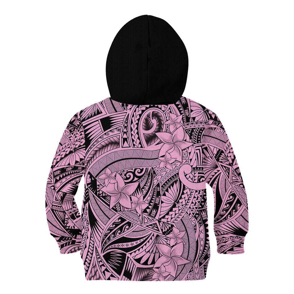 Polynesia Kid Hoodie Tribal Polynesian Spirit With Pink Pacific Flowers LT9 - Polynesian Pride