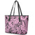 Polynesia Leather Tote Bag Tribal Polynesian Spirit With Pink Pacific Flowers LT9 - Polynesian Pride