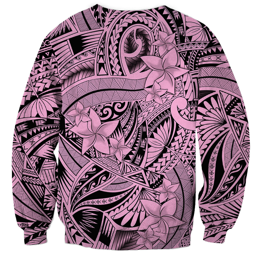 Polynesia Sweatshirt Tribal Polynesian Spirit With Pink Pacific Flowers LT9 - Polynesian Pride