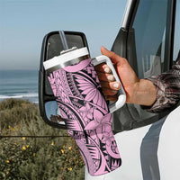 Pink Pacific Flowers Tribal Polynesian Spirit Tumbler With Handle