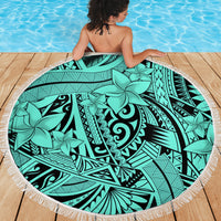 Polynesia Beach Blanket Tribal Polynesian Spirit With Teal Pacific Flowers LT9 - Wonder Print Shop