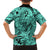 Polynesia Family Matching Off Shoulder Maxi Dress and Hawaiian Shirt Tribal Polynesian Spirit With Teal Pacific Flowers LT9 - Polynesian Pride