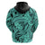 Polynesia Hoodie Tribal Polynesian Spirit With Teal Pacific Flowers LT9 - Polynesian Pride