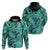 Polynesia Hoodie Tribal Polynesian Spirit With Teal Pacific Flowers LT9 - Polynesian Pride