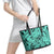 Polynesia Leather Tote Bag Tribal Polynesian Spirit With Teal Pacific Flowers LT9 - Polynesian Pride