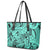 Polynesia Leather Tote Bag Tribal Polynesian Spirit With Teal Pacific Flowers LT9 - Polynesian Pride