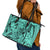 Polynesia Leather Tote Bag Tribal Polynesian Spirit With Teal Pacific Flowers LT9 - Polynesian Pride