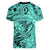 Polynesia Women V Neck T Shirt Tribal Polynesian Spirit With Teal Pacific Flowers LT9 - Polynesian Pride