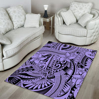 Polynesia Area Rug Tribal Polynesian Spirit With Violet Pacific Flowers LT9 - Polynesian Pride