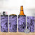 Violet Pacific Flowers Tribal Polynesian Spirit 4 in 1 Can Cooler Tumbler