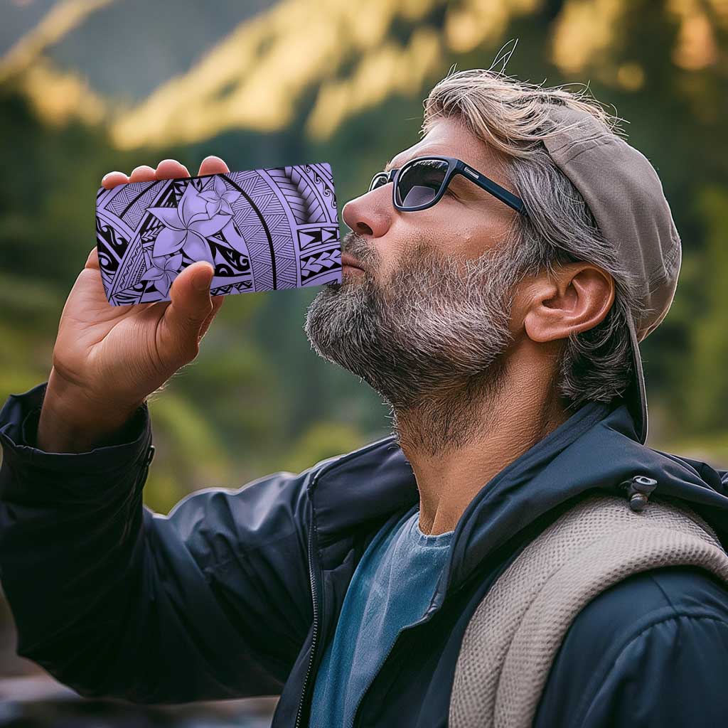 Violet Pacific Flowers Tribal Polynesian Spirit 4 in 1 Can Cooler Tumbler