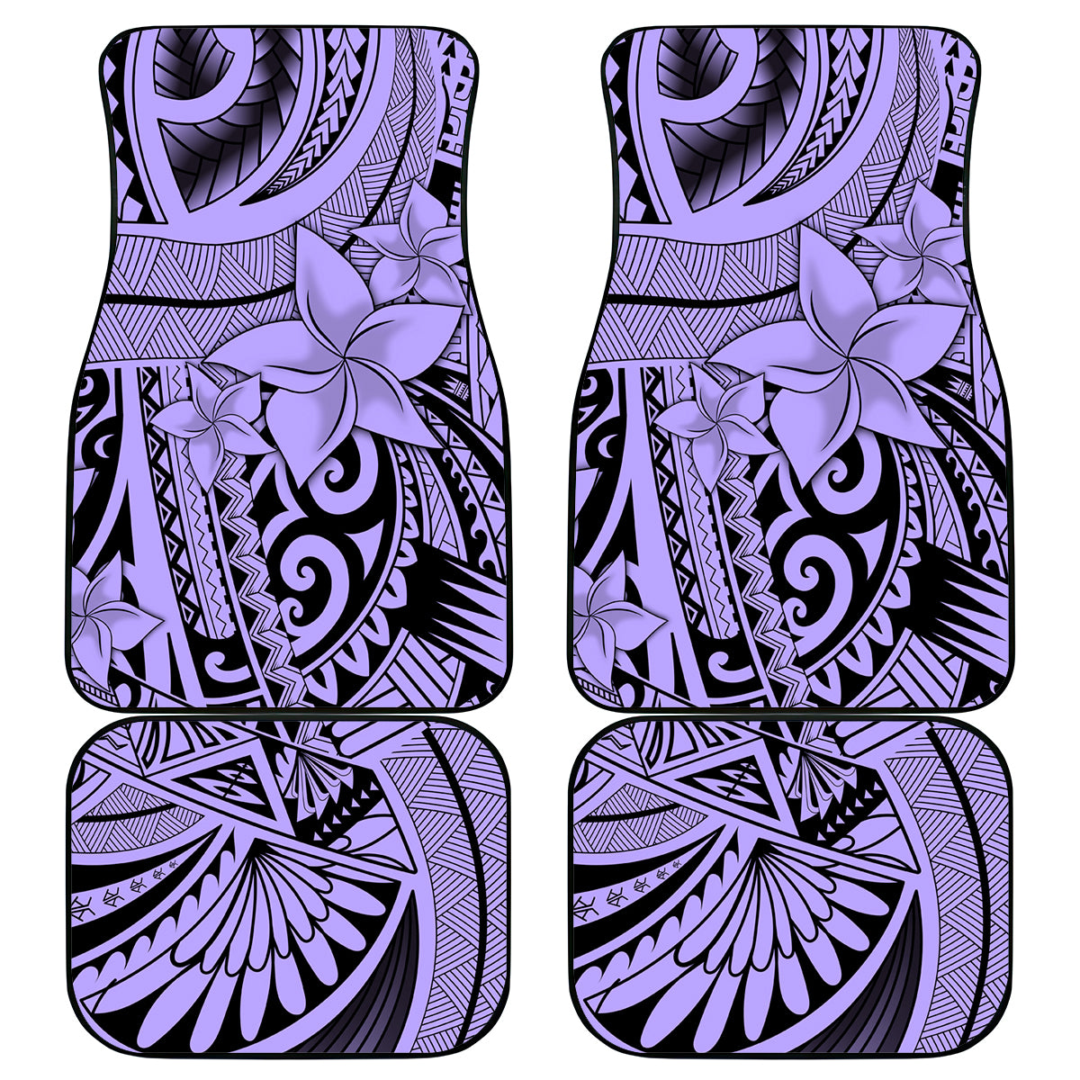 Polynesia Car Mats Tribal Polynesian Spirit With Violet Pacific Flowers LT9 Violet - Polynesian Pride