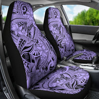 Polynesia Car Seat Cover Tribal Polynesian Spirit With Violet Pacific Flowers LT9 - Polynesian Pride