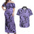 Polynesia Couples Matching Off Shoulder Maxi Dress and Hawaiian Shirt Tribal Polynesian Spirit With Violet Pacific Flowers LT9 Violet - Polynesian Pride