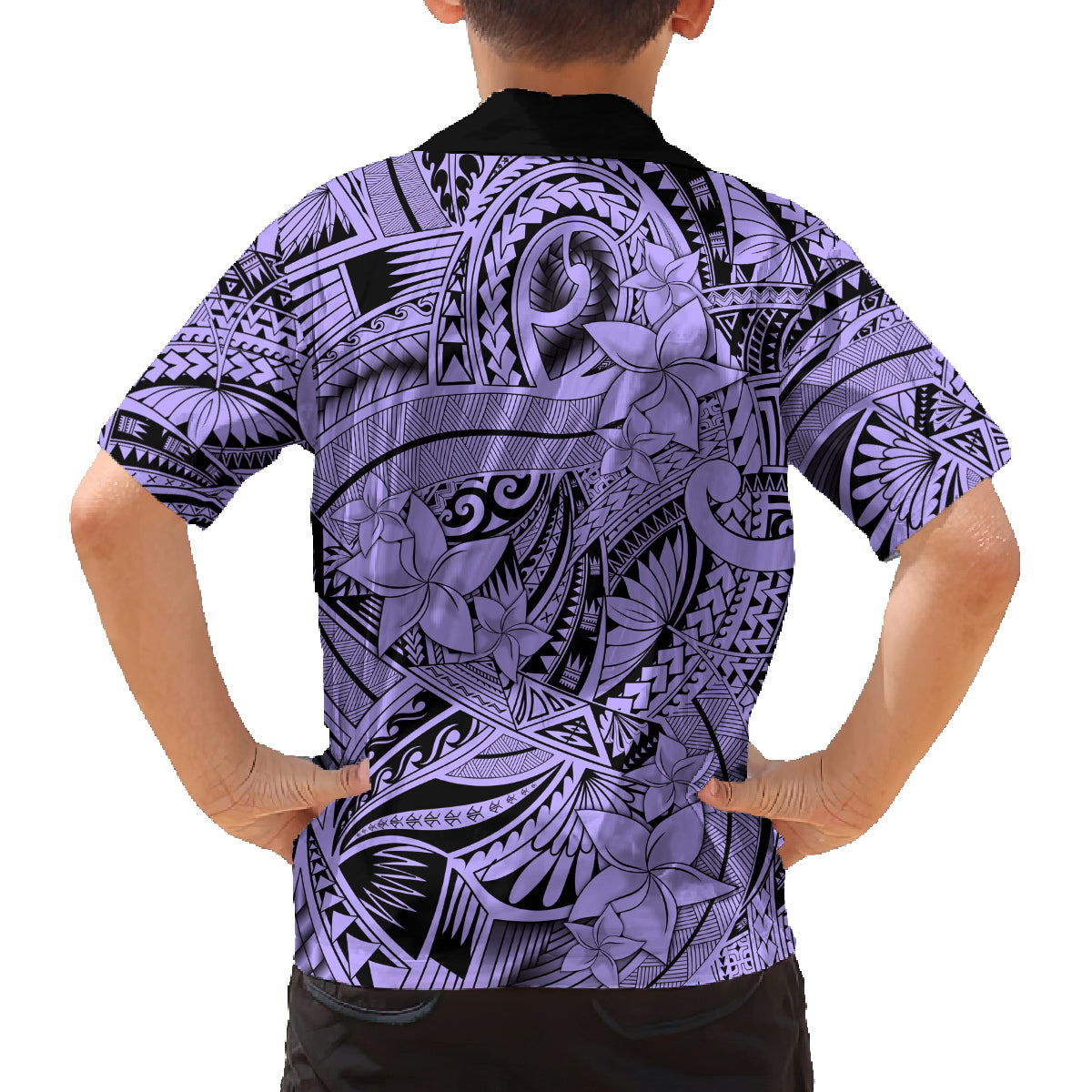 Polynesia Family Matching Summer Maxi Dress and Hawaiian Shirt Tribal Polynesian Spirit With Violet Pacific Flowers LT9 - Polynesian Pride