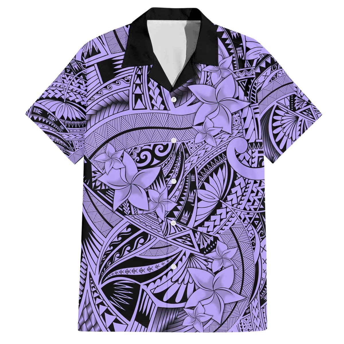Polynesia Hawaiian Shirt Tribal Polynesian Spirit With Violet Pacific Flowers LT9 Violet - Polynesian Pride