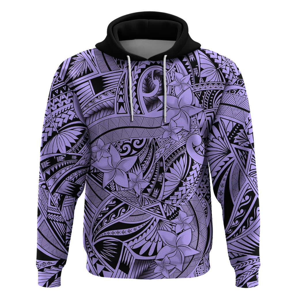 Polynesia Hoodie Tribal Polynesian Spirit With Violet Pacific Flowers LT9 Violet - Polynesian Pride