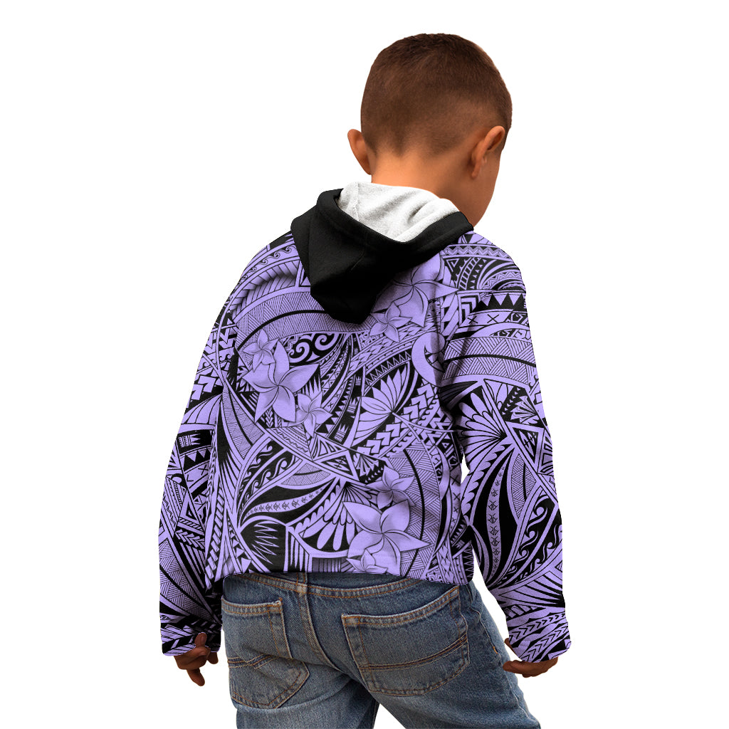 Polynesia Kid Hoodie Tribal Polynesian Spirit With Violet Pacific Flowers LT9 - Polynesian Pride