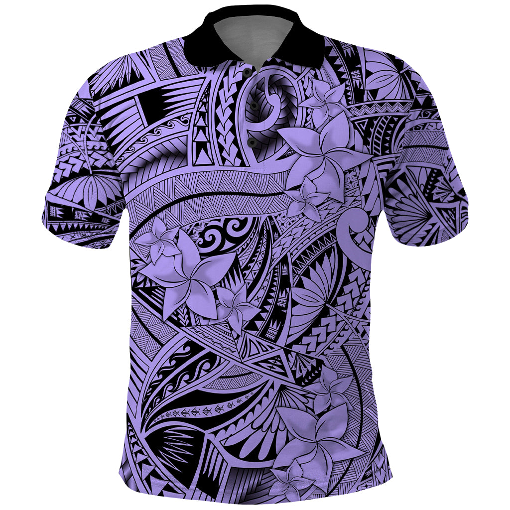 Polynesia Polo Shirt Tribal Polynesian Spirit With Violet Pacific Flowers LT9 Violet - Polynesian Pride