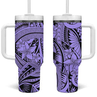 Violet Pacific Flowers Tribal Polynesian Spirit Tumbler With Handle