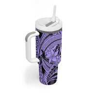 Violet Pacific Flowers Tribal Polynesian Spirit Tumbler With Handle