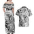 Polynesia Couples Matching Off Shoulder Maxi Dress and Hawaiian Shirt Tribal Polynesian Spirit With White Pacific Flowers LT9 - Polynesian Pride