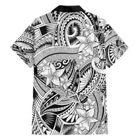 Polynesia Family Matching Off Shoulder Maxi Dress and Hawaiian Shirt Tribal Polynesian Spirit With White Pacific Flowers LT9 - Polynesian Pride