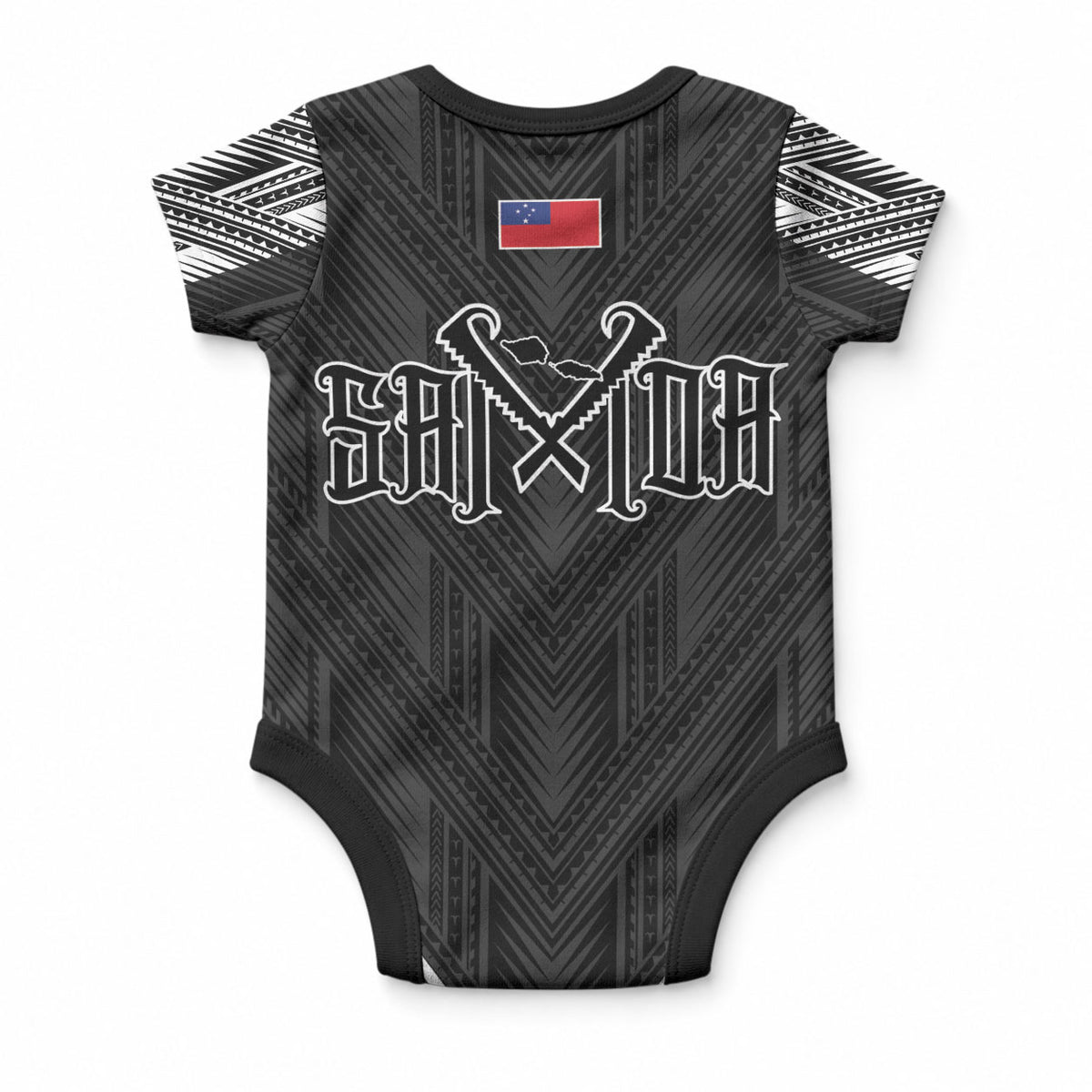 Black Samoa Tribal Chest Tattoo Baby Onesie LT9 - Polynesian Pride
