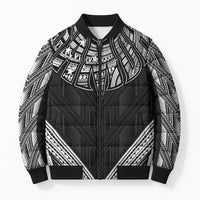 Black Samoa Tribal Chest Tattoo Bomber Puffer Jacket LT9 Unisex Black - Polynesian Pride