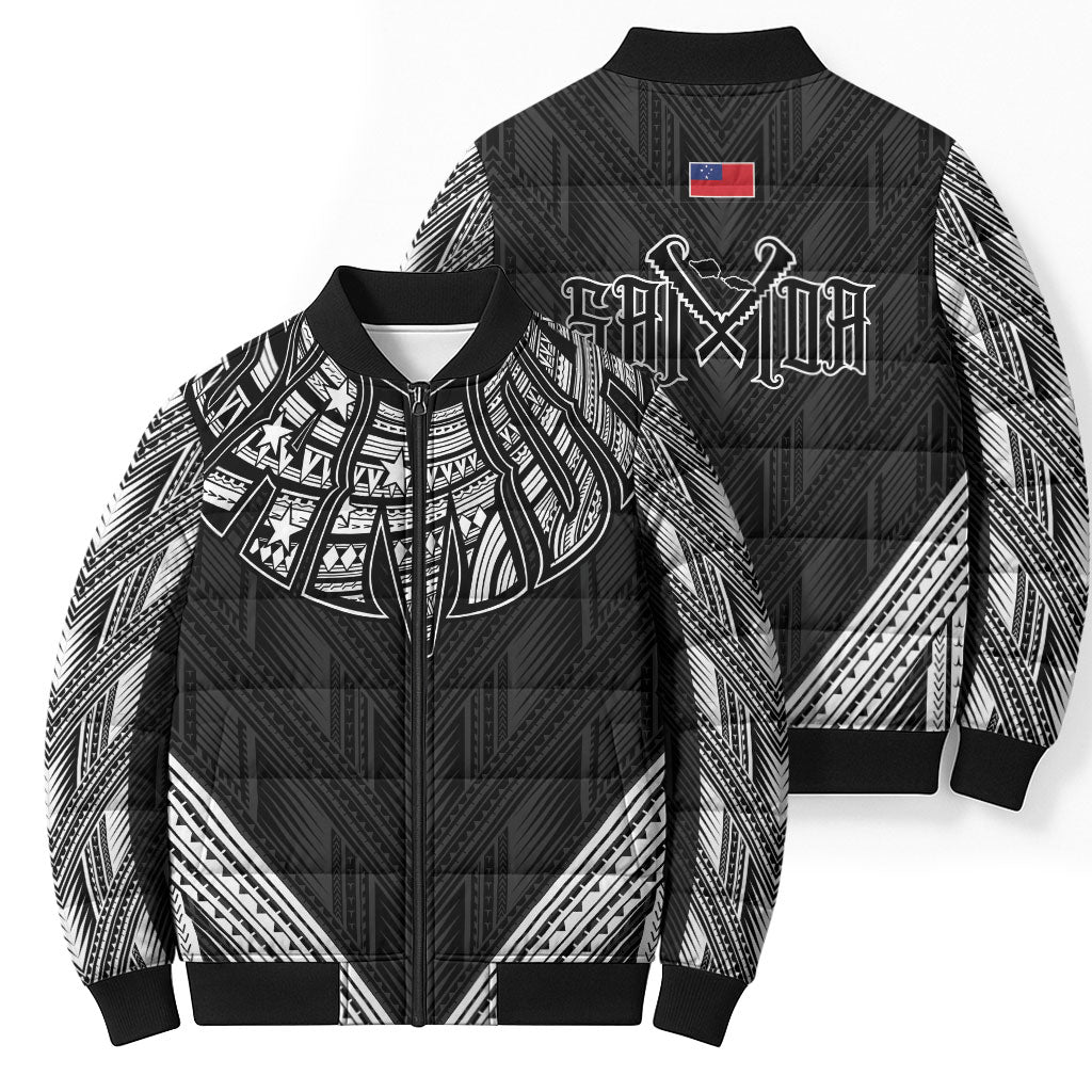 Black Samoa Tribal Chest Tattoo Bomber Puffer Jacket LT9 - Polynesian Pride