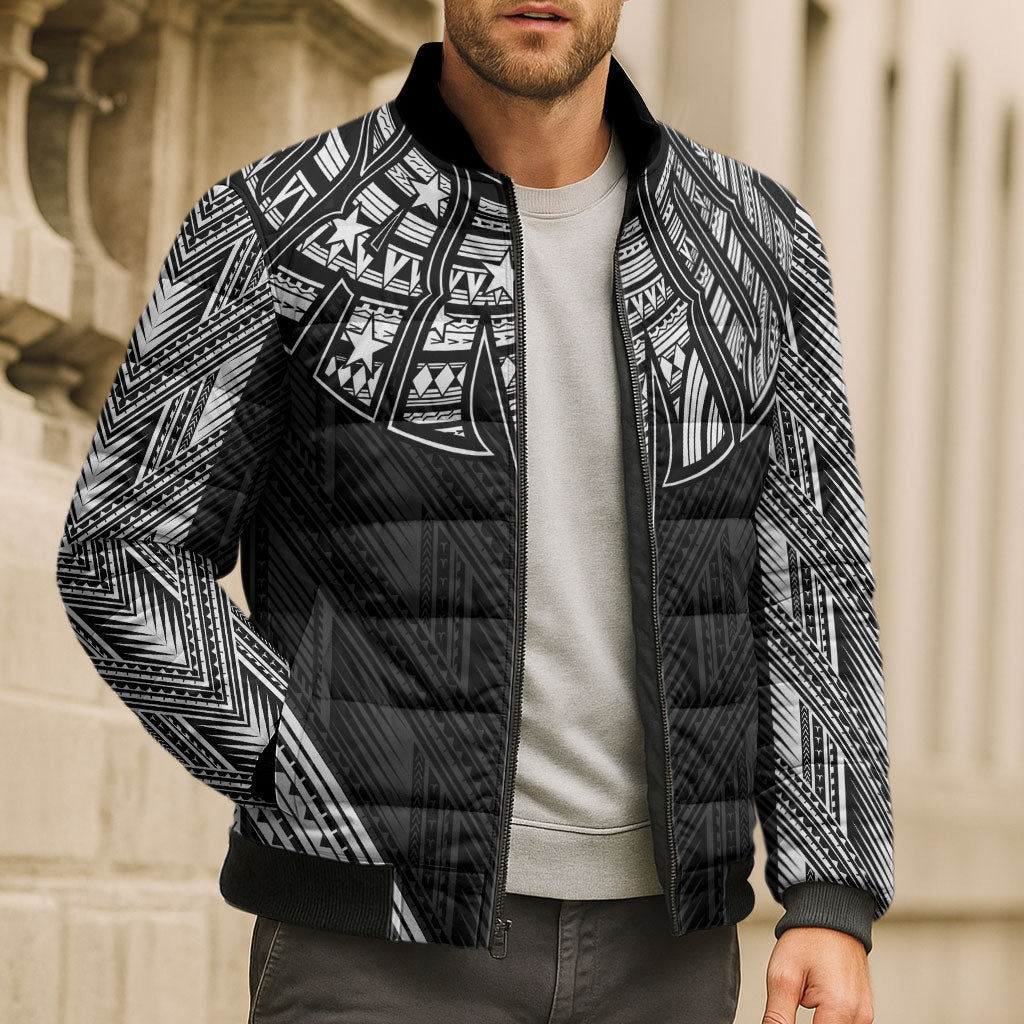 Black Samoa Tribal Chest Tattoo Bomber Puffer Jacket LT9 - Polynesian Pride