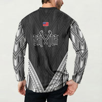 Black Samoa Tribal Chest Tattoo Button Sweatshirt LT9 - Polynesian Pride