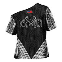 Black Samoa Tribal Chest Tattoo Cross Shoulder Shirt LT9 - Polynesian Pride