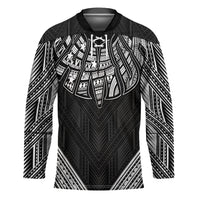 Black Samoa Tribal Chest Tattoo Hockey Jersey LT9 Unisex Black - Polynesian Pride