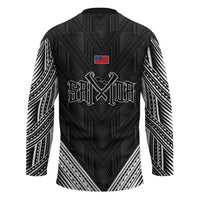 Black Samoa Tribal Chest Tattoo Hockey Jersey LT9 - Polynesian Pride