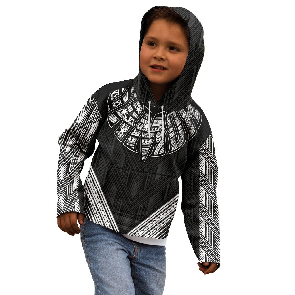 Black Samoa Tribal Chest Tattoo Kid Hoodie LT9 - Polynesian Pride
