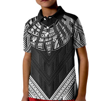 Black Samoa Tribal Chest Tattoo Kid Polo Shirt LT9 Kid Black - Polynesian Pride
